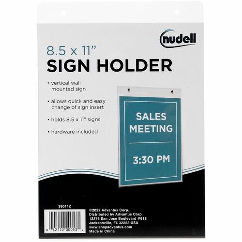 Golite nu-dell Plastic Sign Holders - Print/Message - "Portrait - Wall Mountable - Pre-drilled, Easy Installation - Signage, Message, Picture, Notice, Document - Plastic - Clear - 1 Each