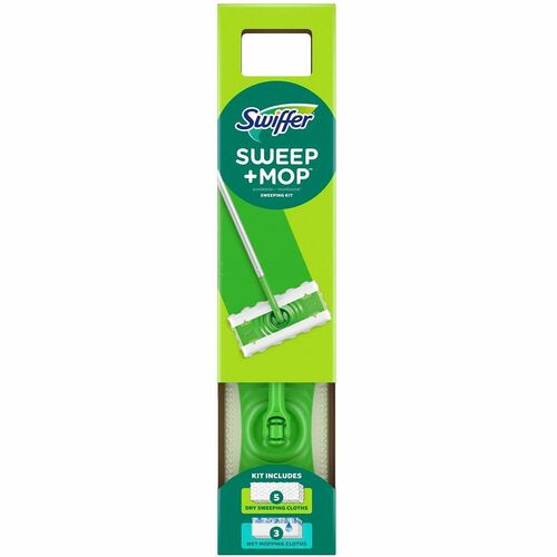 Swiffer Sweep and Mop Deluxe, 2-in-1 Floor Mopping and Sweeping Kit - Heavy Duty, Durable - Green - 1 Each