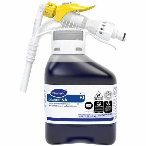 Diversey Glance Glass/Surface Cleaner - For Glass, Multi Surface - Concentrate - Liquid - 50.7 fl oz (1.6 quart) - 7 pH - Streak-free, Quick Drying, Non Ammoniated, Odorless, Kosher, Non-smearing, Fragrance-free - Blue