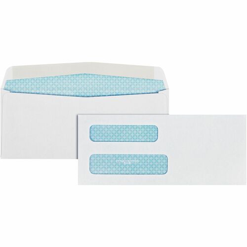Quality Park No. 8-5/8 Bulk Double Wndw Envelopes - Double Window - #8 5/8 - 3 5/8" Width x 8 5/8" Length - 24 lb - Gummed Flap - White - Poly, Wove - 1000 / Box