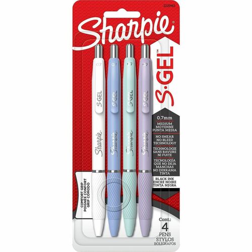 Sharpie S-Gel, Trending Colors, Medium Point (0.7mm) - 0.7 mm Medium, Bold Pen Point - Retractable - Black Ink - Gel-based - Assorted Plastic Barrel - Writing, Home, School, Office - 4 / Pack
