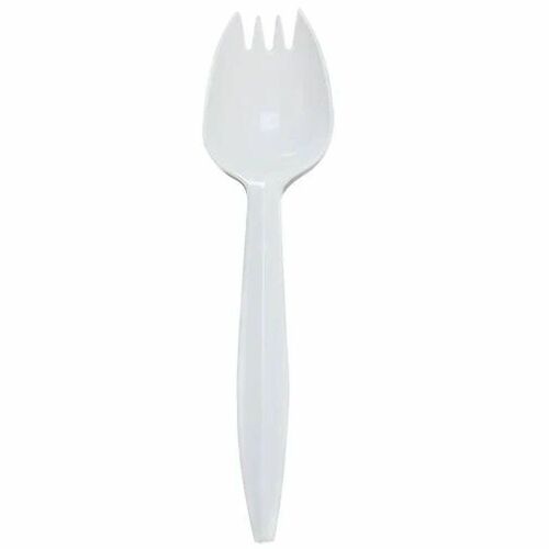 karat Spork Med-weight/White - Spork - Spork - Restaurant, Cafeteria - Polypropylene Plastic - White - 10 / Carton