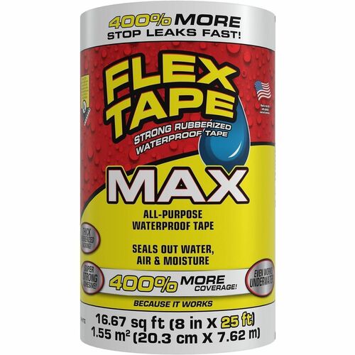 FLEX SEAL Flex Tape - 25 ft Length x 8" Width - White - Water Resistant, Moisture Resistant, UV Resistant, Temperature Resistant, Weather Resistant, Water Proof - For Multipurpose, Multi Surface - 1 Carton