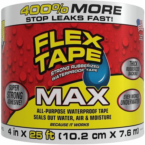 FLEX SEAL Flex Tape - 25 ft Length x 4" Width - White - Polymer - Water Resistant, Moisture Resistant, UV Resistant, Temperature Resistant, Weather Resistant, Water Proof, Tear Resistant, Abrasion Resistant - For Multipurpose, Multi Surface - 1 Carton