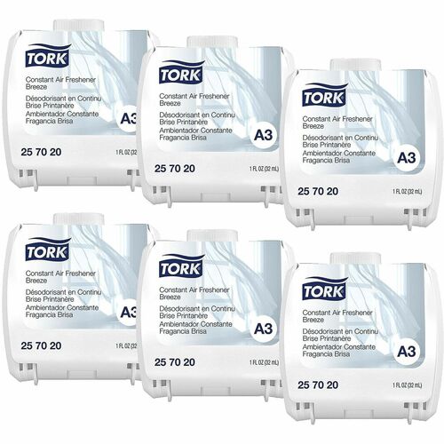 TORK Constant Air Fresheners Breeze Scent - 1.1 fl oz (0 quart) - Breeze - Odor Neutralizer - 6 / Carton
