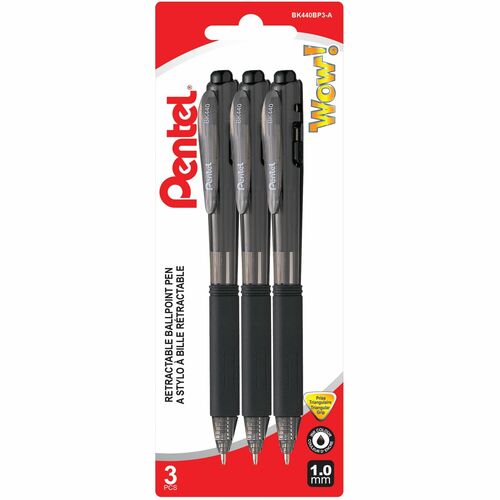 Pentel Wow! Retractable Ballpoint Pen, 1.0mm Bold Point, Black Ink - Retractable Ballpoint Pen, Everyday Writing, Office Supplies, School Supplies, Office Supplies