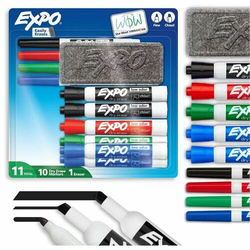 Expo Low Odor Dry Erase Markers, Kit - Erasable - Assorted Ink - Dry - Multipurpose - 1 Set