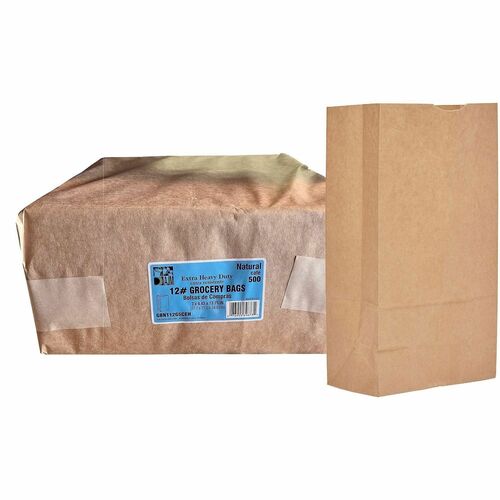 AJM Paper Grocery Bags - Natural Kraft - Paper - Grocery, Supplies - 500 / Carton