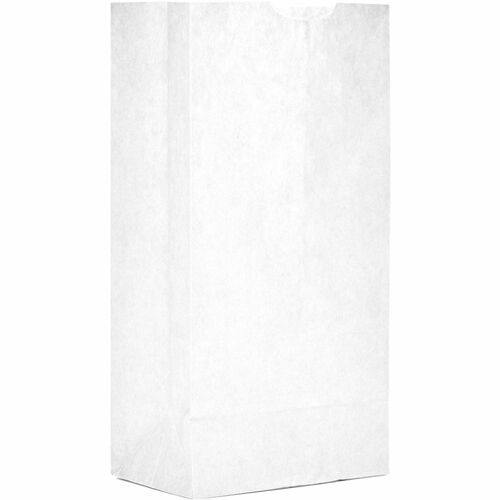 AJM Paper Grocery Bags - Bleached Kraft - Paper - Grocery, Supplies - Recycled - 500 / Carton