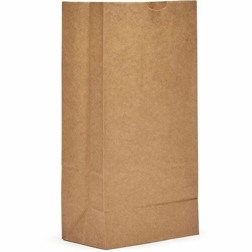 AJM Paper Grocery Bags - Natural Kraft - Paper - Grocery, Supplies - Recycled - 500 / Carton