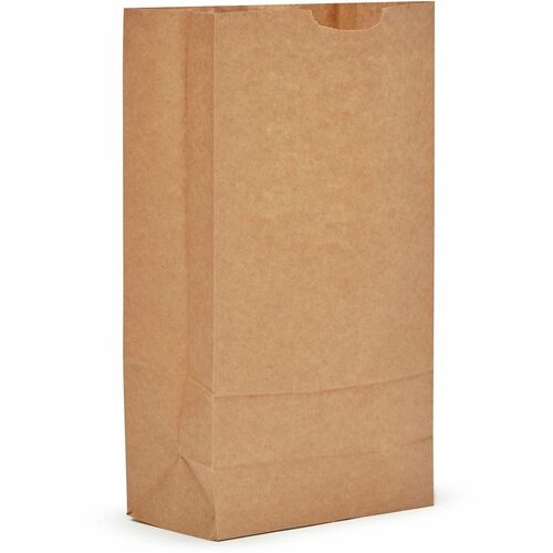 AJM Paper Grocery Bags - Natural Kraft - Paper - Grocery, Supplies - Recycled - 500 / Carton
