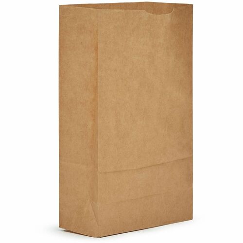 AJM Paper Grocery Bags - Natural Kraft - Paper - Grocery, Supplies - Recycled - 500 / Carton