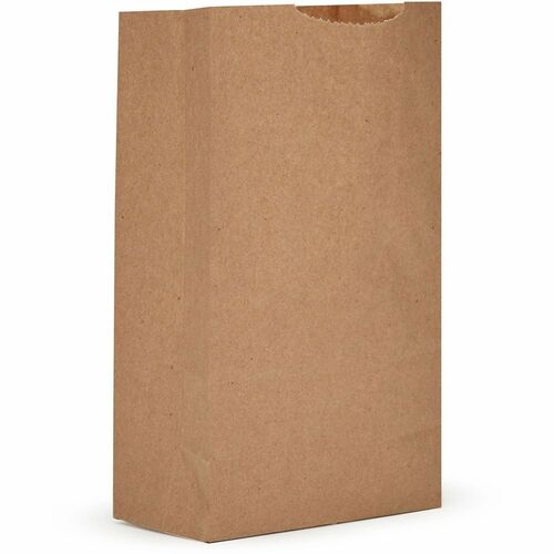 AJM Squat Paper Grocery Bags - Natural Kraft - Paper - Grocery, Supplies - 500 / Carton