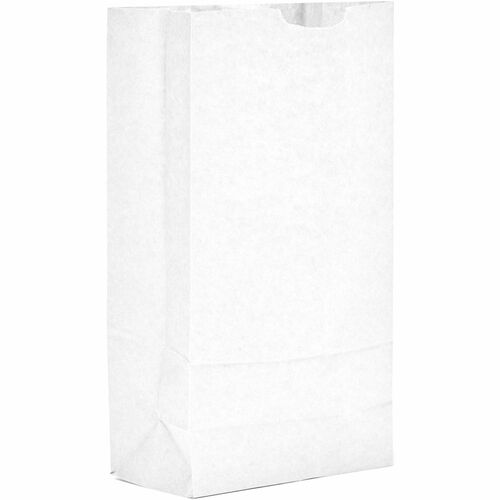 AJM Self-Standing Paper Grocery Bags - Bleached Kraft - Paper - Grocery, Supplies - 500 / Carton