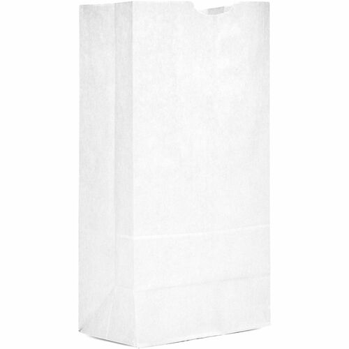 AJM Paper Grocery Bags - Bleached Kraft - Paper - Grocery, Supplies - Recycled - 500 / Carton
