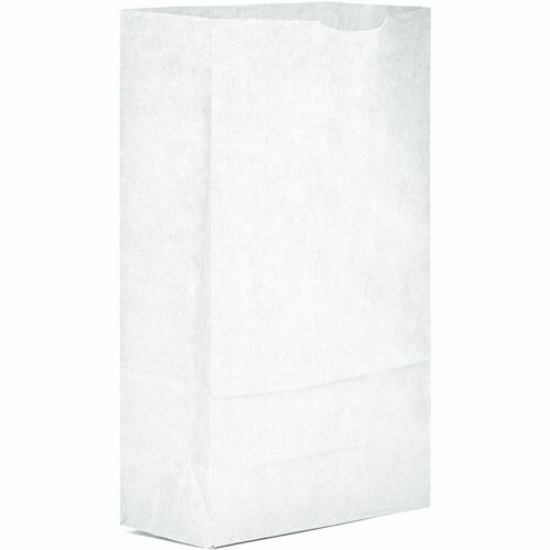 AJM Paper Grocery Bags - Bleached Kraft - Paper - Grocery, Supplies - Recycled - 500 / Carton