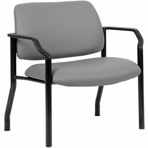 Boss Mid-back Guest Chair - Mid Back - Gray - Vinyl - 1 Each