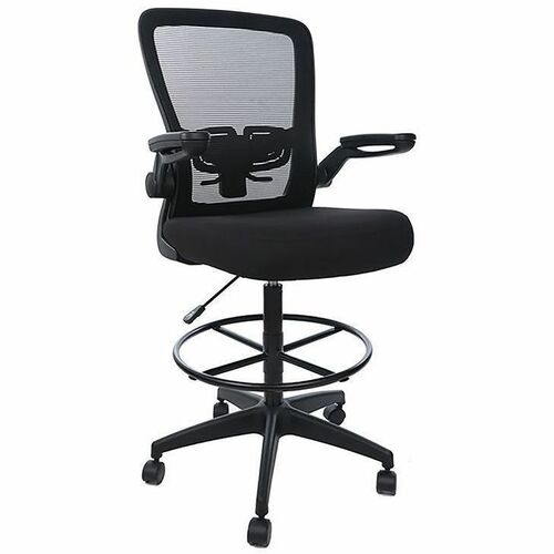 Boss Mesh Flip-Arm Stool - Black Seat Color - Fabric, Foam Seat Material - Black Back Color - Mesh Back Material - Black Frame Color - 5-star Base - Black - Mesh, Fabric, Chrome - Armrest - 1 Each