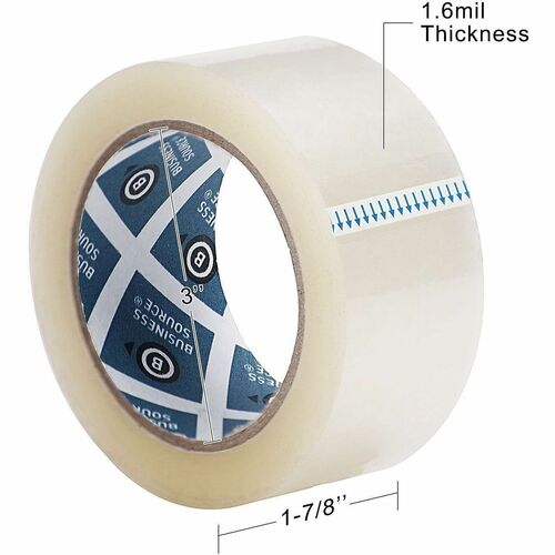 Business Source Heavy-duty Packaging/Sealing Tape - 110 yd Length x 1.87" Width x 1.6 mil Thickness - 3" Core - Clear - Tear Resistant, Split Resistant, Break Resistant - For Packaging, Sealing - 6 / Pack