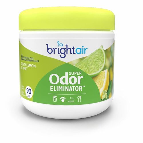 Bright Air Super Odor Eliminator Air Freshener - Gel - 14 fl oz (0.4 quart) - Zesty Lemon & Lime - 90 Day - Odor Neutralizer, Phthalate-free, Triclosan-free, BHT Free, Cruelty-free - 1 Each