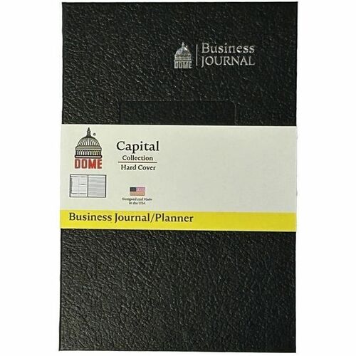 Dome Business Journal - 5 x 8 Inch Hardcover Professional Planner Notebook - Business - 5" x 8" Sheet Size - Bright White Sheet - Black Cover - Acid-free, Pocket, Bleed Resistant, Expandable Inner Pocket, Eco-friendly, Durable Cover, Hard Cover, Built-in 