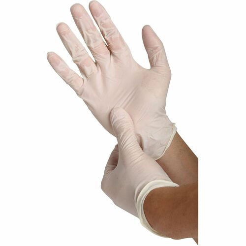 Genuine Joe Work Gloves - 4 mil Thickness - Medium Size - Latex - White - 100 / Box