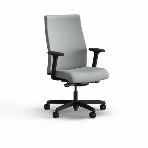 HON Ignition 2.0 Chair - Gray Seat Color - Vinyl Seat Material - Black Back Color - Vinyl Back Material - Black Frame Color - Plastic Frame Material - High Back - 5-star Base - Gray - Vinyl - Armrest - 1 Each