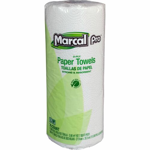 Marcal Pro Kitchen Roll Towels - 2 Ply - 11" Width x 8" Length - 70 Sheets/Roll - White - Paper - 30 / Carton