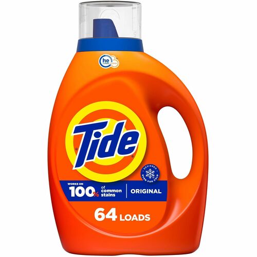 Tide Liquid Laundry Detergent - For Laundry, Fabric, Clothes - Liquid - 80 fl oz (2.5 quart) - Original Scent - 64 Loads - Recommended For: Stain Remover, Grease Remover, Dirt Remover - Orange - 4 / Carton