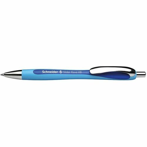 Rediform Slider Rave XB Ballpoint Pen - Extra Broad Pen Point - Refillable - Retractable - Blue Ink - Rubberized Barrel - Stainless Steel Tip - Writing - 1 Each