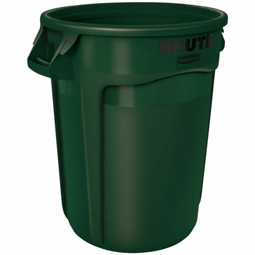 Rubbermaid Commercial Brute Vented Container - 32 gal Capacity - Round - For Commercial - Vented, UV Resistant, Heavy Duty, Handle, Reinforced, Tear Resistant, Damage Resistant, Contoured Base Handle, Durable, Fade Resistant, Warp Resistant, ... - Green -