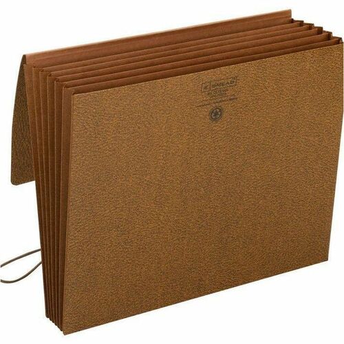 Smead Letter Recycled Expanding File - 8 1/2" x 11" - 5 1/4" Expansion - 6 Pocket(s) - 5 Divider(s) - Redrope - Brown - Flap and Cord Closure, Reinforced, Durable, Tear Resistant, Sturdy, Gusset - 30% Recycled - 1 Each
