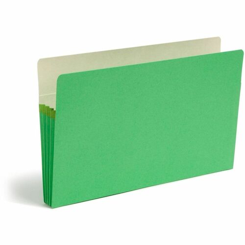 Smead Straight Tab Cut Legal Recycled File Pocket - 8 1/2" x 14" - 3 1/2" Expansion - 11 pt. - Manila, Stock - Green - Tear Resistant Gusset, Reinforced, Labeling Area - 10% Recycled - 1 Each