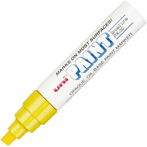 uni® PX-30 uni-Paint Broad-Line Markers - Yellow Ink - Oil Based - White Metal, Aluminum Barrel - Acrylic Tip - Multipurpose - 1 Each