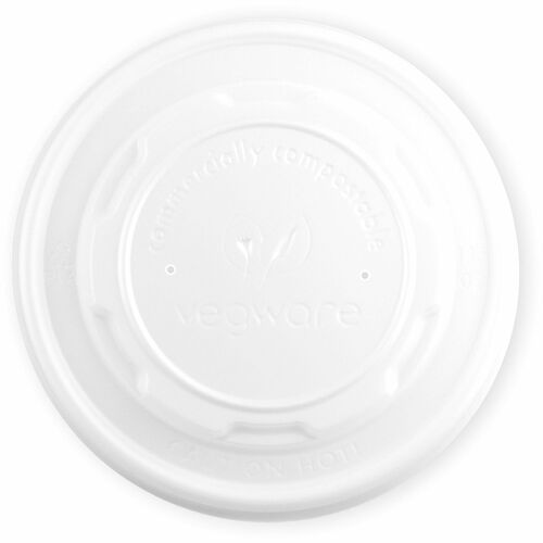 Vegware 115-Series Hot Lids - Round - 4.5" Diameter - Crystallized Polylactic Acid (CPLA) - Off White - 500 / Carton