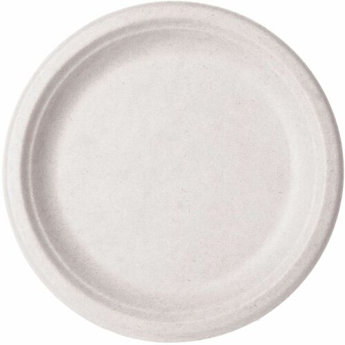 Vegware Sugarcane Plates - Food - 9" Diameter - Natural - Sugarcane, Molded Fiber Body - 500 / Carton