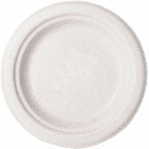 Vegware Sugarcane Plates - Food - 6" Diameter - Natural - Sugarcane, Molded Fiber Body - 1000 / Carton