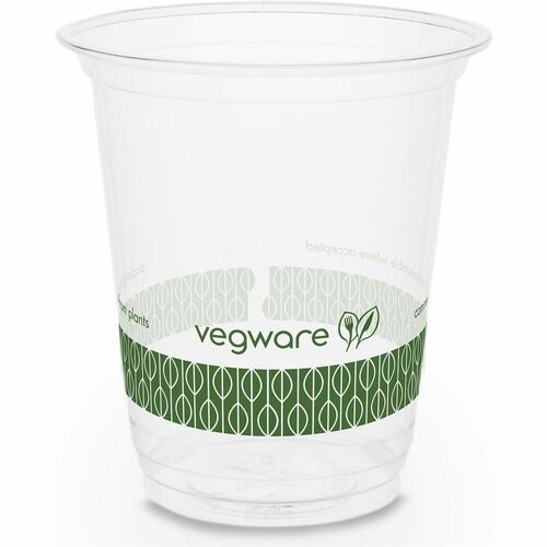 Vegware Cold Cups - 7 fl oz - Clear, Green - Polylactic Acid (PLA) - Cold, Cold Drink, Dessert, Salad - 1000 / Carton
