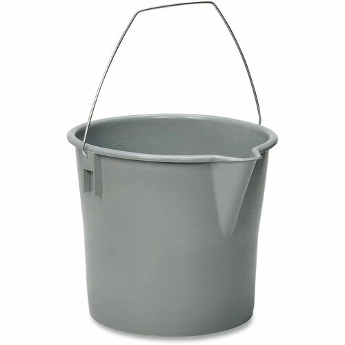 SKILCRAFT® Plastic Utility Pail - 2.50 gal - Pour Spout, Handle, Durable - Polyethylene, Plastic - Gray - 1 Each