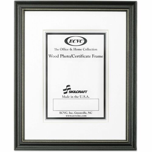 SKILCRAFT® Style F Hardwood Frames - 10" x 14" Frame Size - Wall Mountable - Vertical, Horizontal - Hanger - Glass, Hardwood, Solid Hardwood - Walnut - 6 / Carton