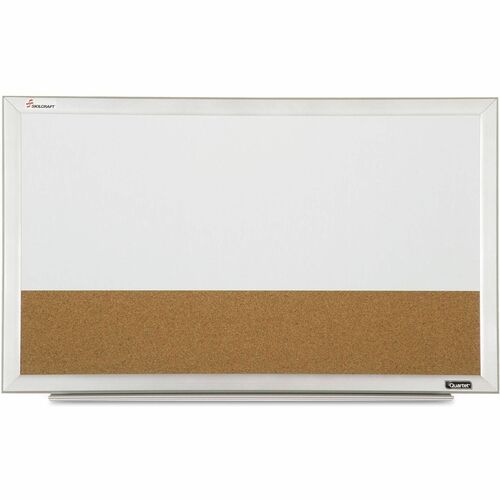 SKILCRAFT® Magnet DryErase Cork Combo Board - White/Tan Surface - White Satin Aluminum Frame - Horizontal/Vertical - Magnetic - 1 Each