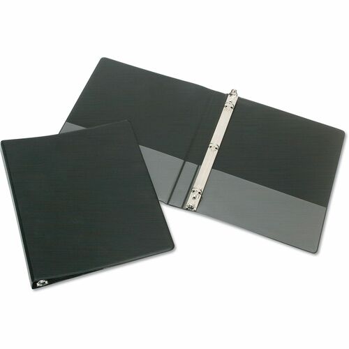 SKILCRAFT® 3-Ring Flexible Binder - 1/2" Binder Capacity - Letter - 3 Ring(s) - Fastener(s): Round Ring - Pocket(s): 2, Internal - Board, Vinyl - Black - Recycled - Flexible, Durable - 1 Each