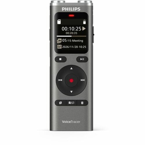 Philips VoiceTracer DVT2075 Digital Voice Recorder - [Built-in] Microphone, Speaker - 128 GB Flash Memory - microSD Supported - WAV, PCM, MP3 - High Quality - USB - Headphone - Microphone