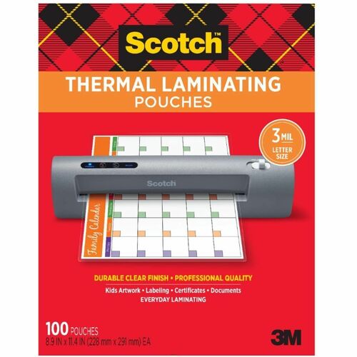 Scotch Thermal Laminating Pouches, 3 mil Size - Laminating Pouch/Sheet Size: 8.90" Width x 11.40" Length x 3 mil Thickness - for Document, Sign, Flyer, Schedule, Certificate, To-do List, Home, Office, Classroom, Artwork - Tear Proof, Spill Resistant, Phot