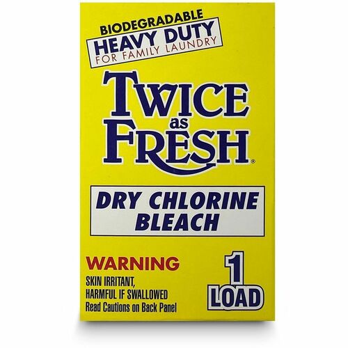 Twice as Fresh Single-Use Dry Chlorine Bleach - For Multipurpose - Powder - 1 Loads - Recommended For: Stain Remover - Heavy Duty, Phosphorous-free, Unscented, Deodorize - Yellow - 100 Box