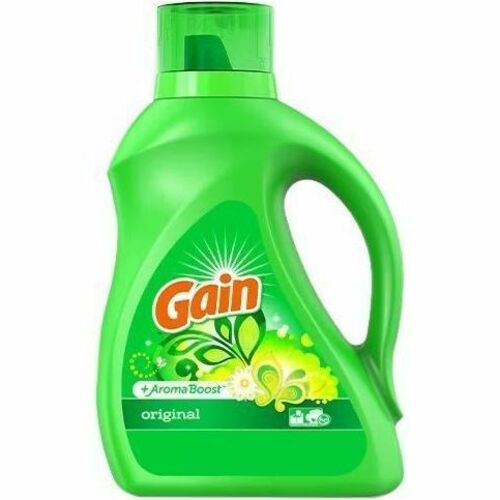 Gain Detergent with Aroma Boost - For Clothes, Washing Machine, Laundry - Liquid - 46 fl oz (1.4 quart) - Original Scent - Recommended For: Odor Remover, Stain Remover, Dirt Remover - Phosphate-free, Long Lasting - Green - 6 / Carton