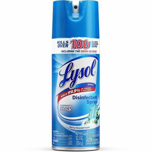 Lysol Disinfectant Spray - For Multipurpose, Multi Surface - Spray - 12.5 fl oz (0.4 quart) - Spring Waterfall Scent - Recommended For: Virus Remover, Bacteria Remover, Mold Remover, Mildew Remover, Odor Remover, Fungi Remover - Easy to Use - Clear - 12 /