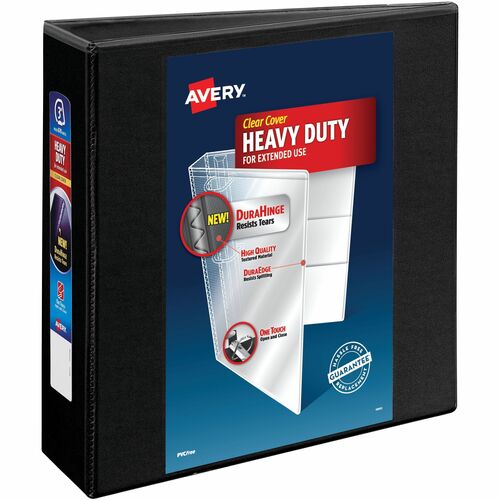 Avery® One Touch Ring Heavy-Duty asse Binder - 3" Binder Capacity - Letter - 670 Sheet Capacity - 3 1/2" Spine Width - 3 x 3" Ring(s) - Fastener(s): D-Ring - Pocket(s): 4, Internal - Linen pattern - Polypropylene - Black - Recycled - Heavy Duty, One T
