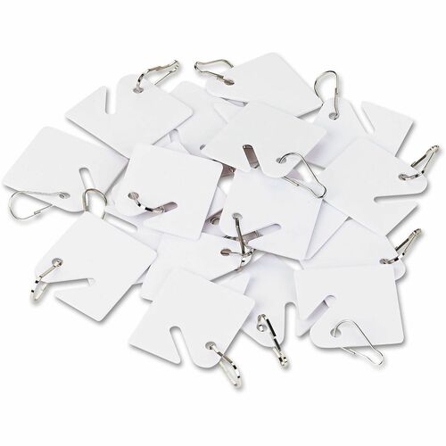ICONEX SecurIT Key Tag - 1.63" Length x 1.50" Width - Square - Hook Fastener - Metal, Plastic - White - 20 / Pack