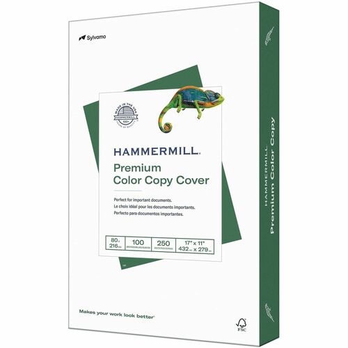Hammermill Premuim Color Copy Cover Paper - 100 Brightness - Ledger/Tabloid - 17" x 11" - 80 lb Basis Weight - Ultra Smooth - Durable, Jam-free, Acid-free - White - 250 Sheets per Ream - 4 / Carton
